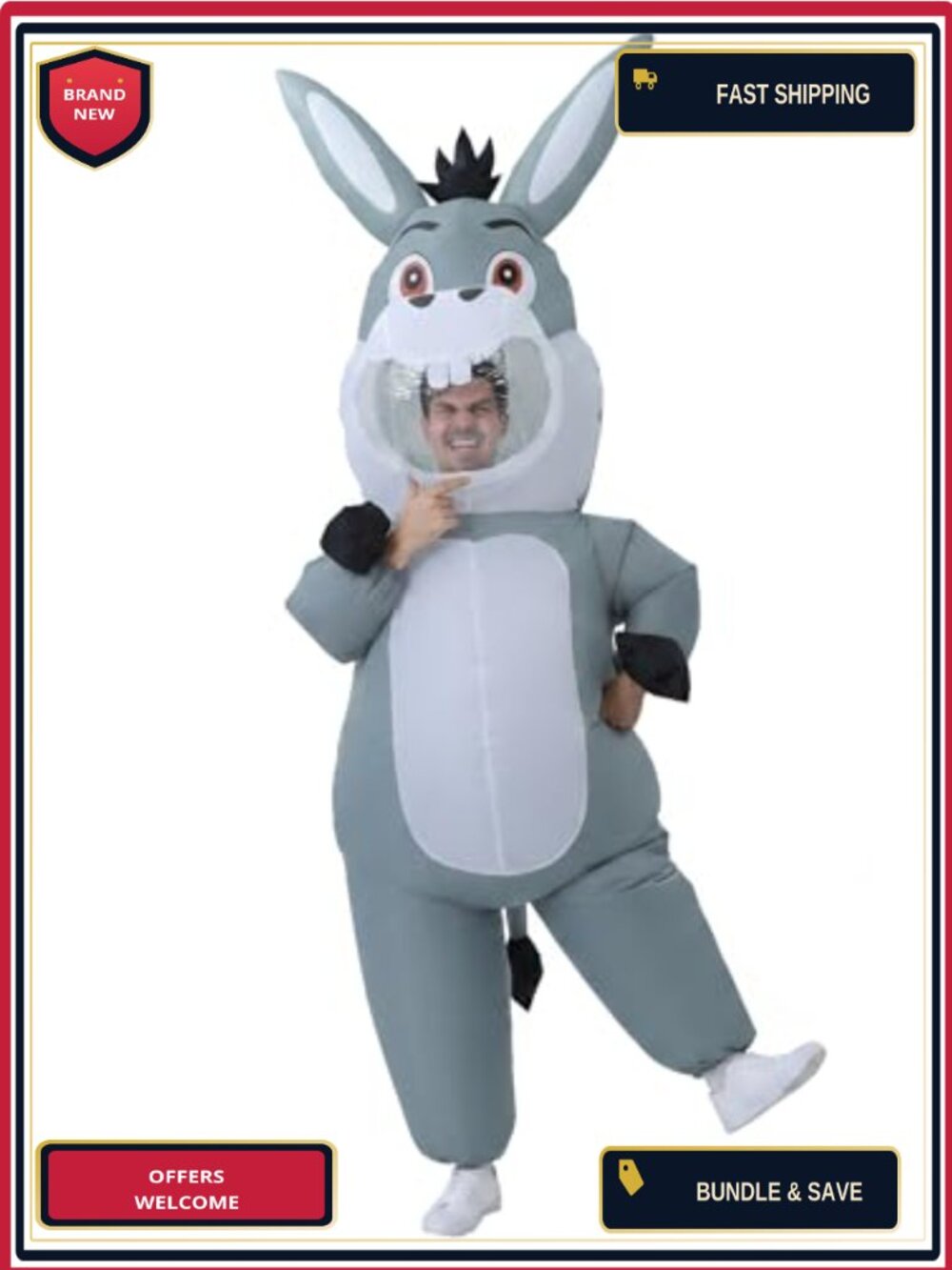Adult Inflatable Donkey Costume Blow Up Farm Animal Funny Party Suit